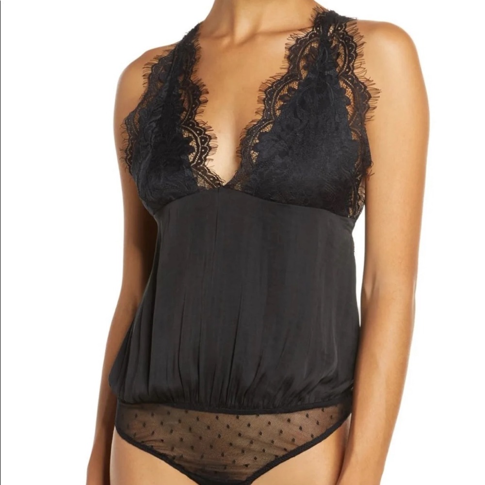 Free People Melrose Lace Black Thong Bodysuit - Picture 8 of 12